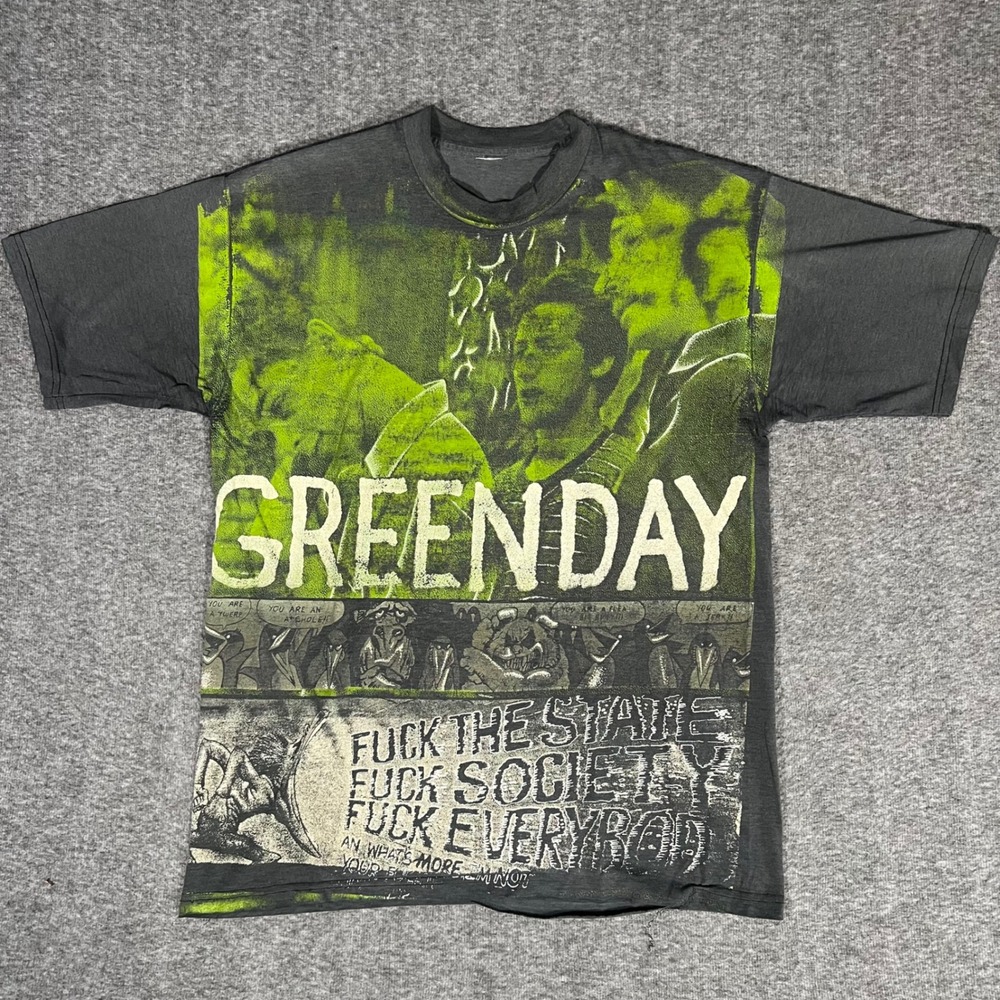 Vintage 1994 Green Day Resurrection Mexico Band T-Shirt Faded XL Punk Rock